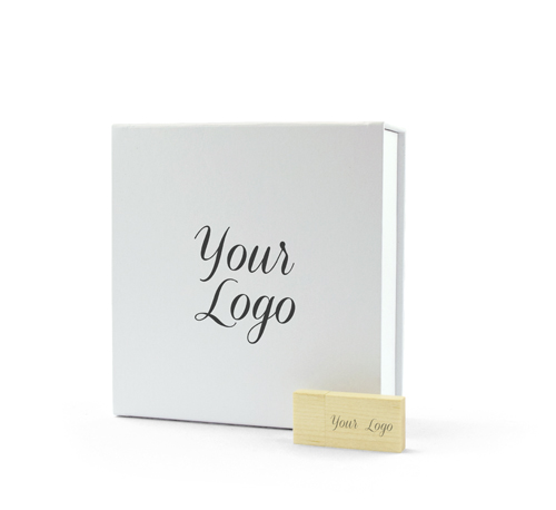 Large White Magnetic Photo Prints Gift Box Light Wooden Block USB