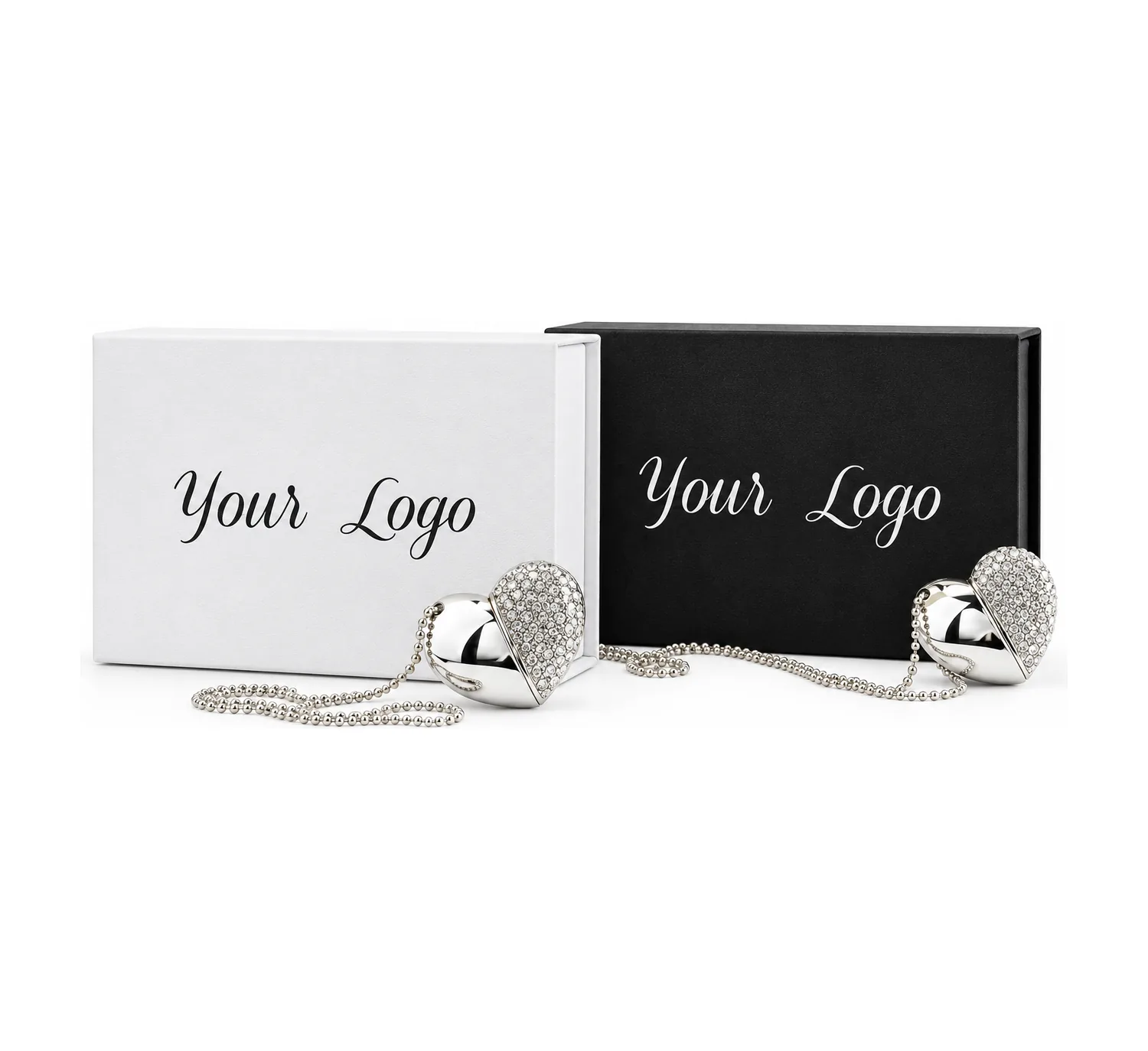Crystal Heart USB 3.0 + Small Magnetic Flip Gift Box