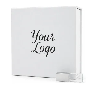 Crystal USB 3.0 Large Magnetic Flip Photo Prints Gift Box personalised with your logo