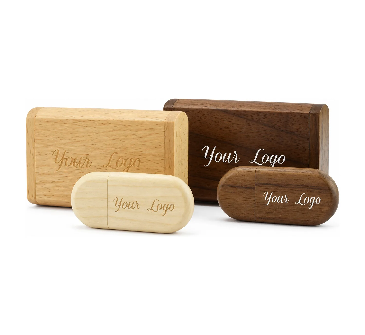 Wooden Pebble USB 3.0 + Small Wooden Flip Gift Box