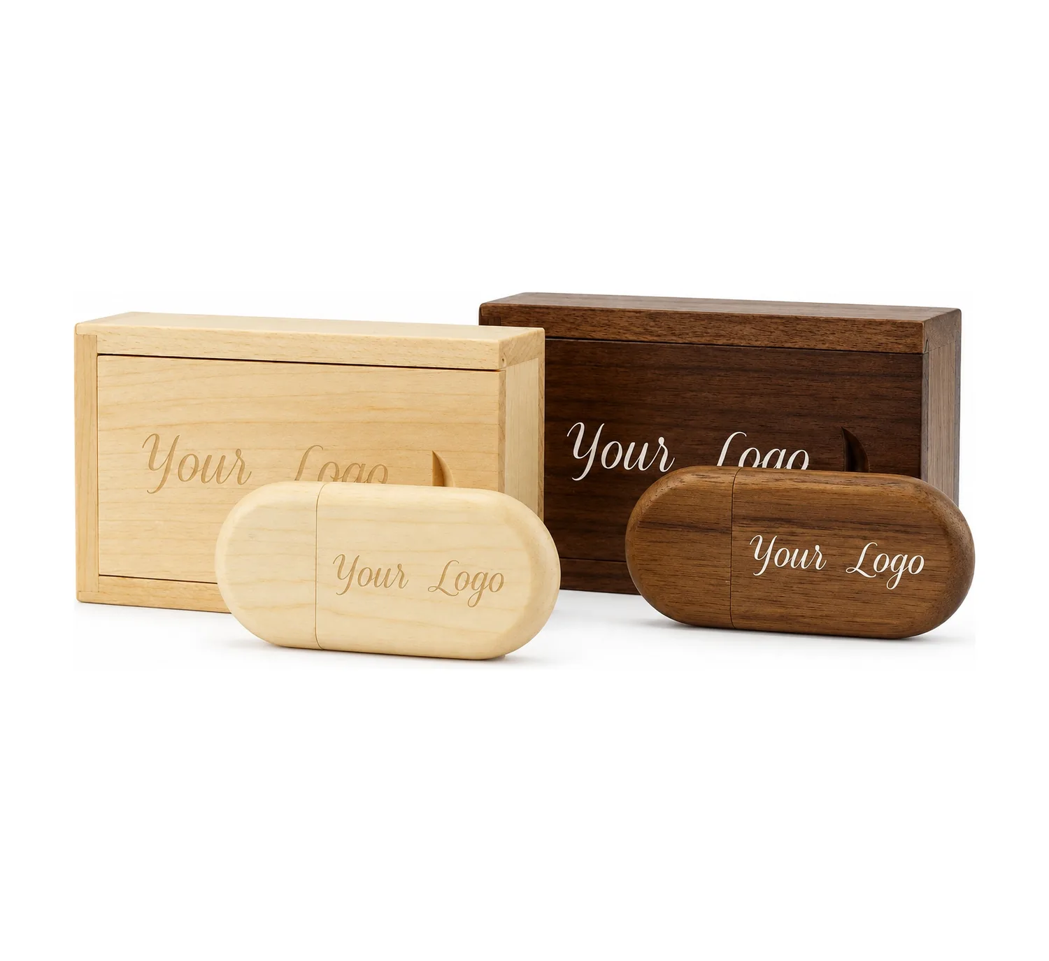 Wooden Pebble USB 3.0 + Small Wooden Slide Gift Box