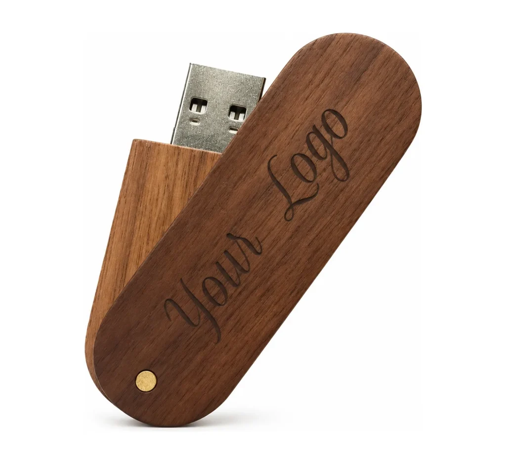 Wooden Twister USB Stick 3.0 - Dark Wood personalised with your logo
